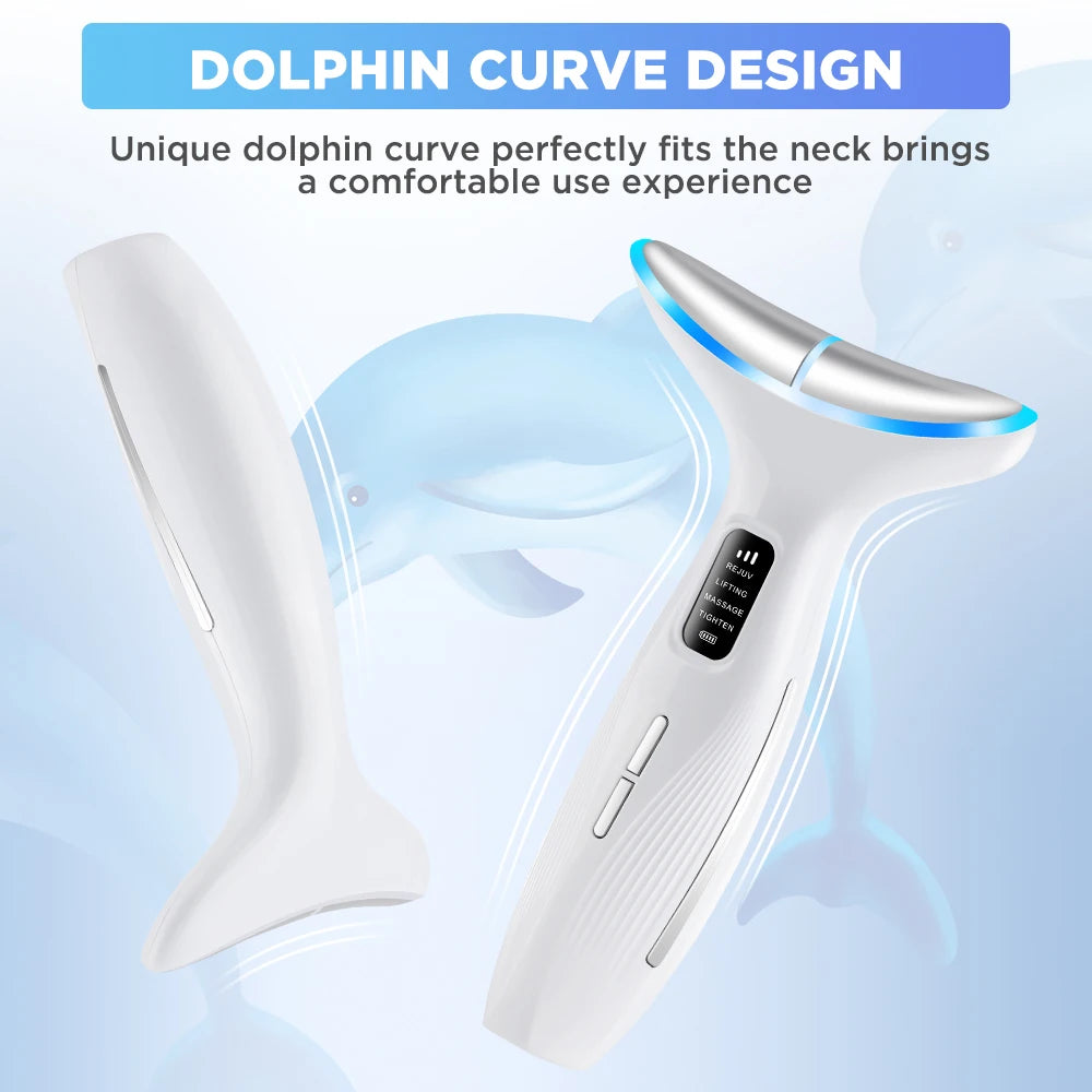 7 Colors LED Lights Face Neck Beauty Device Vibration Massage Improve Neck Lines Home Use Face Lifting Machine 7 Modes 3 Levels