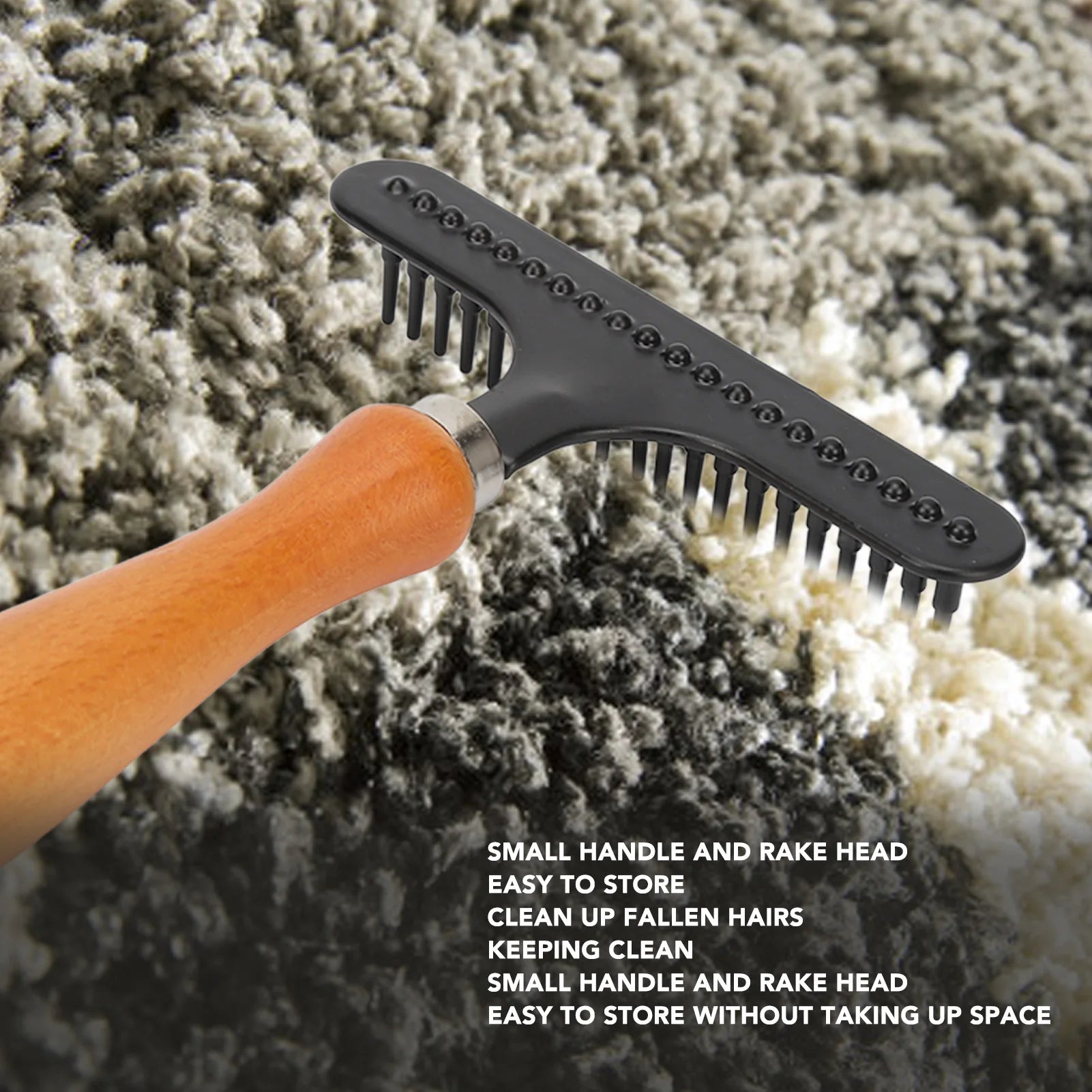 Pet Grooming Brush Pet Brush Handheld Cat Grooming Rake Wooden Handle Pet Hair Deshedding Detangling Brush for Cats Dogs