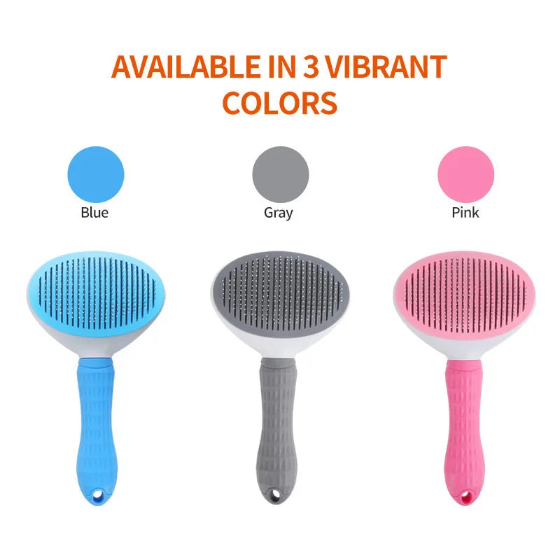 One Button Self Cleaning Pet Brush for Dogs Cats, Gentle Slicker Brush Removes Loose Undercoat, No Scratch Grooming Tool