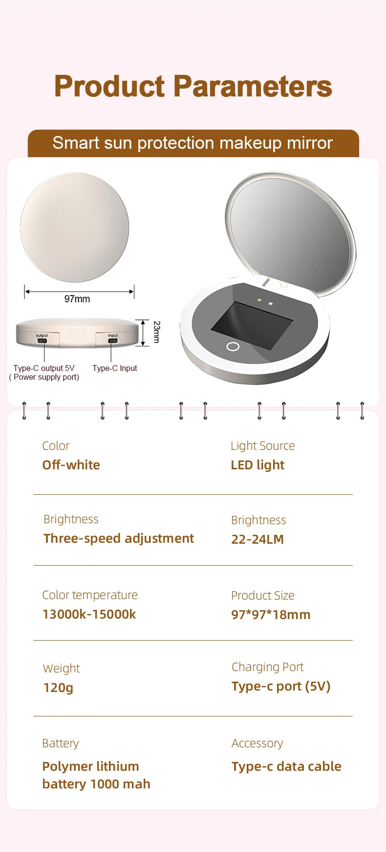 Smart Sunscreen LED Light Portable Makeup Mirror UV Camera Visual Face Sunscreen Makeup Mirrors
