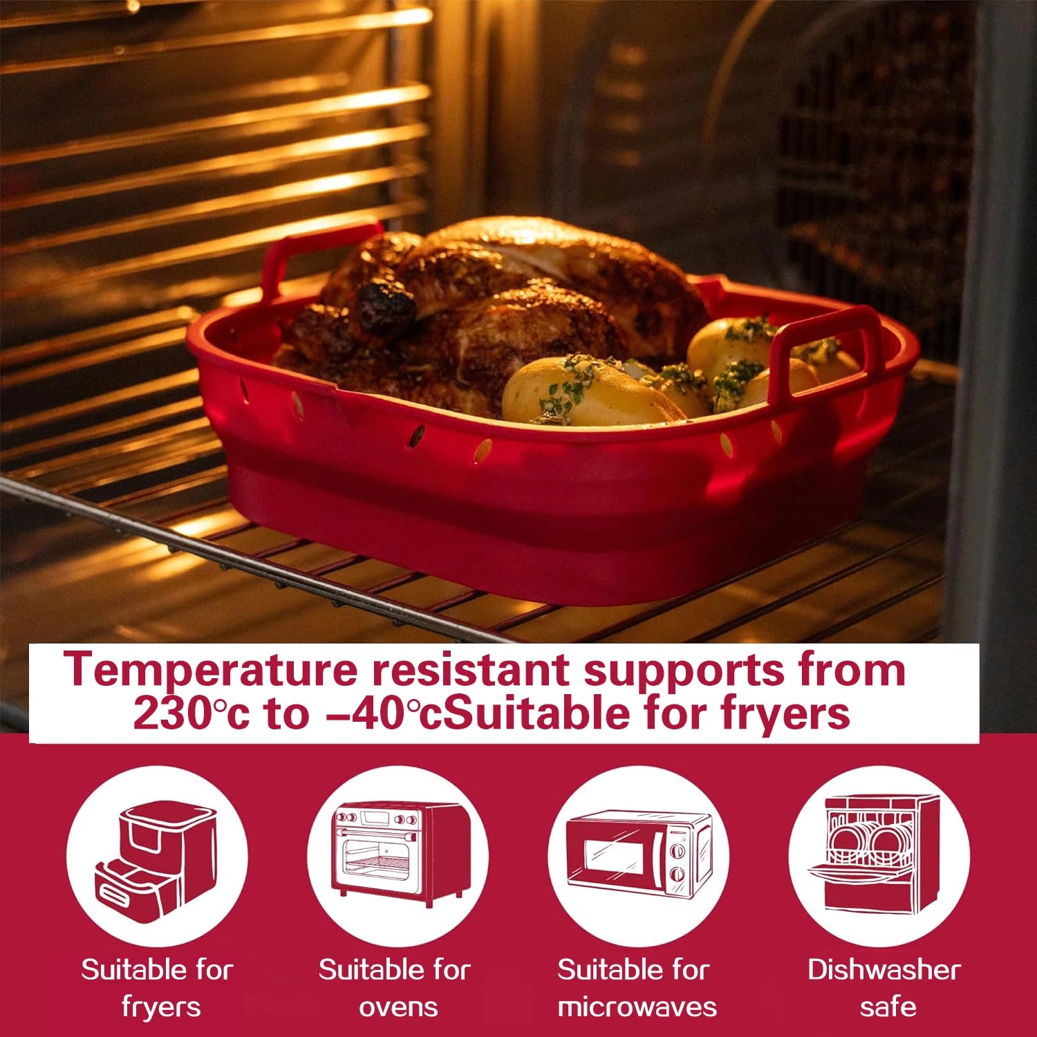 Air Fryer Accessories Set Kit Inculding 20-23cm Silicone Basket and Airfryers Utensils for for Cosori 5.5L - Cecotec 6L 6.5L