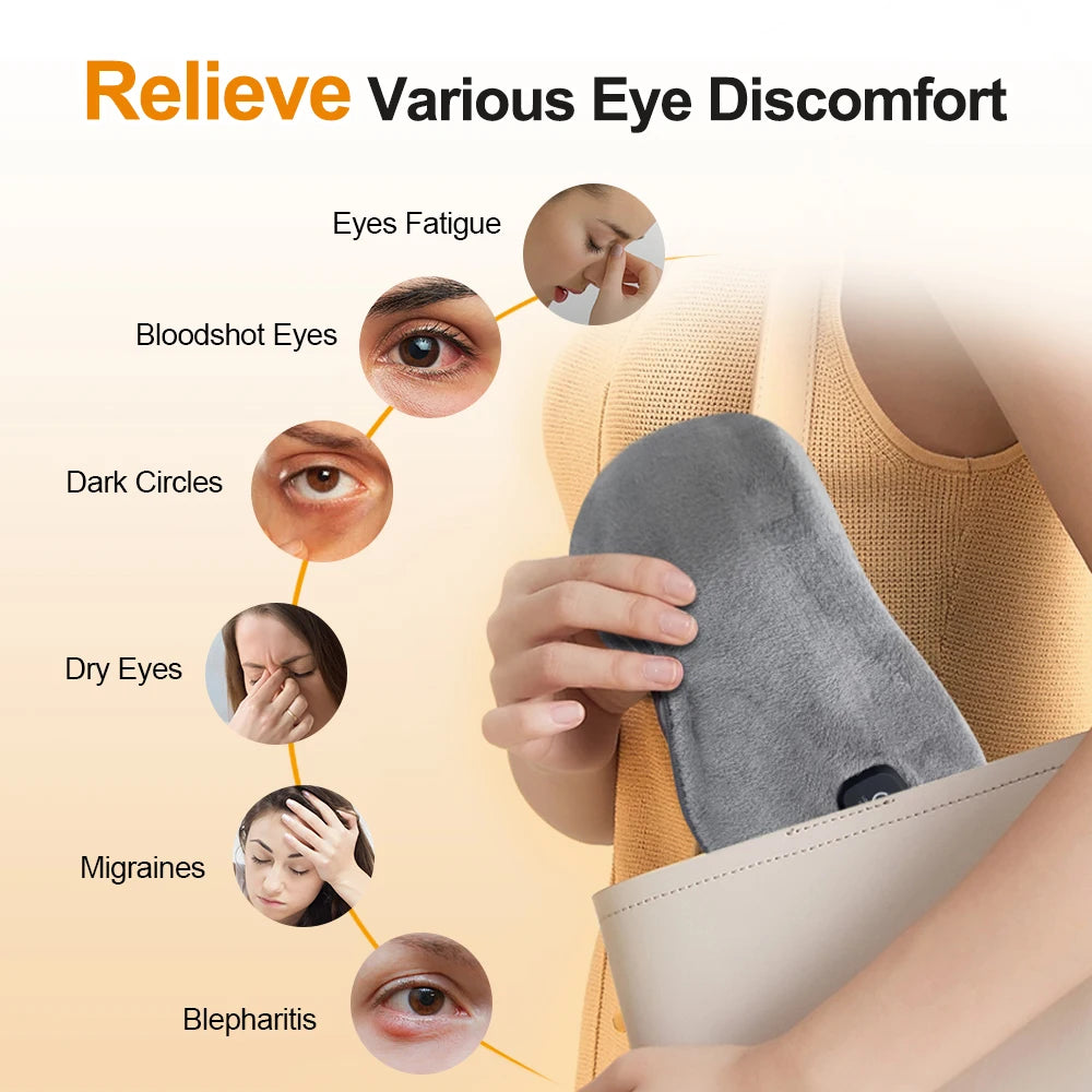 Electric Steam Heated Eye Mask for Dry Eyes Cordless Hot Compress Sleep Mask Portable Warm Eyemask Eye Fatigue Relief