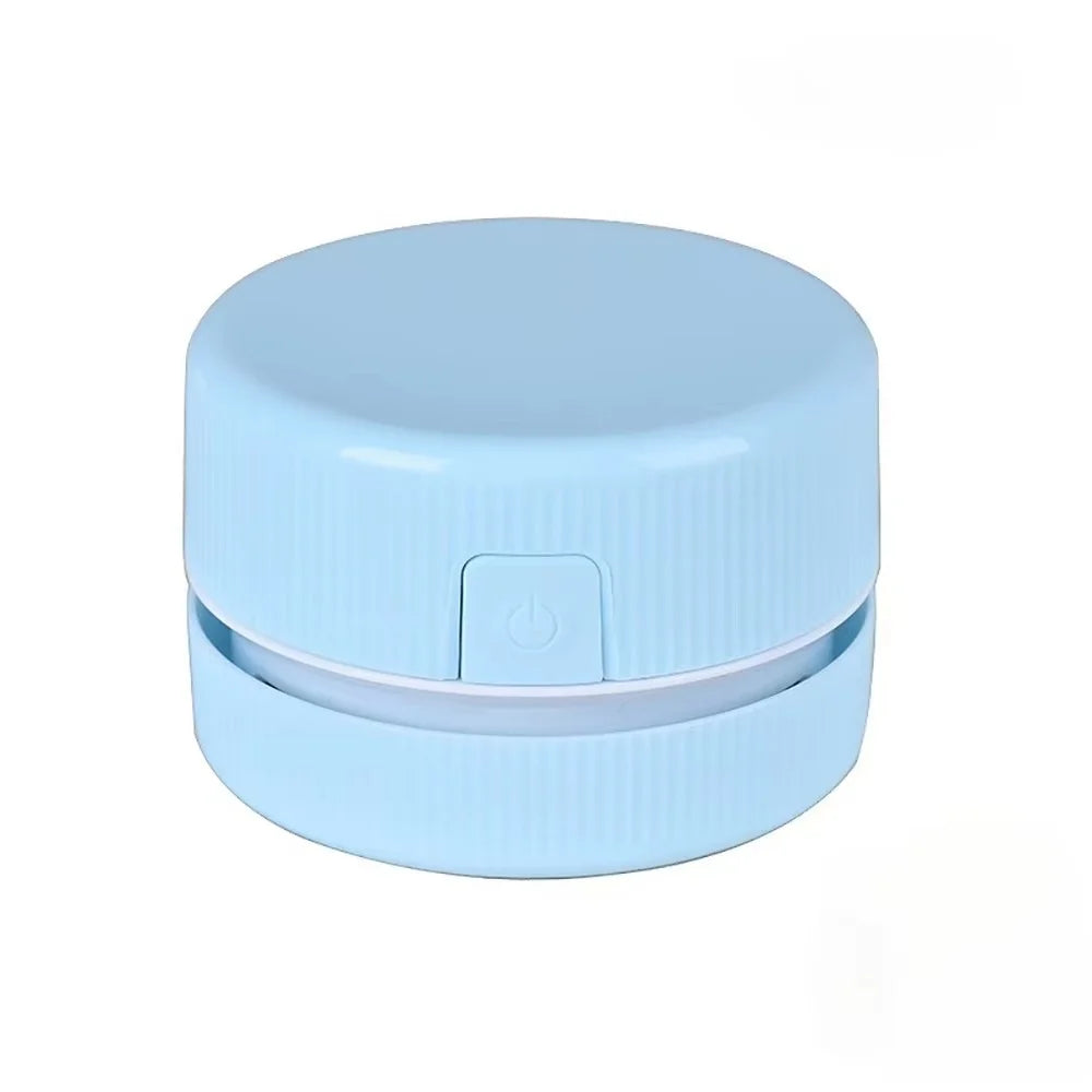 Mini Desk Vacuum Cleaner, Portable Desktop Cleaner for Crumbs/Paper/Eraser Debris, Battery-Powered with Brush, Cute Macaron Colo