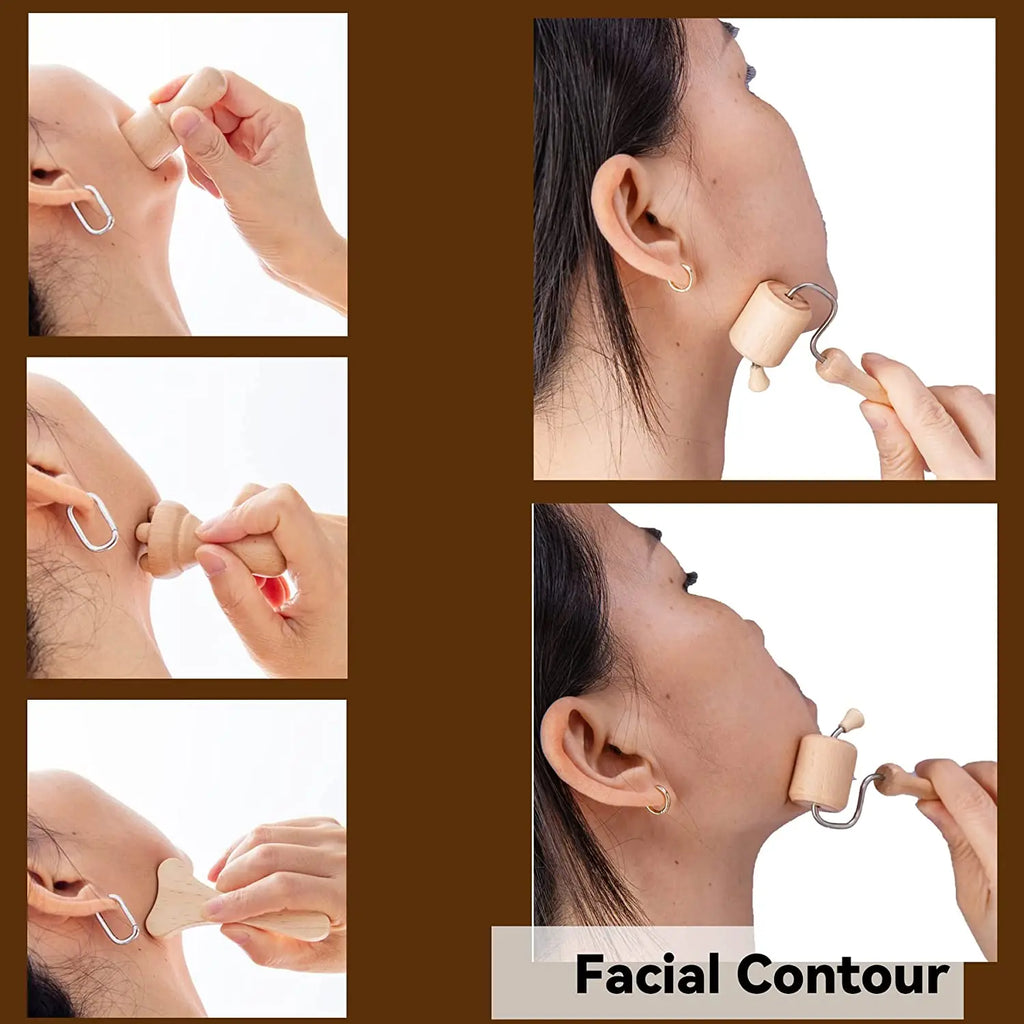 Wooden Massager for Face Wrinkle Remover Roller Facial Skin Scraping Lifting Maderoterapia Guasha Face Massager Beauty Health