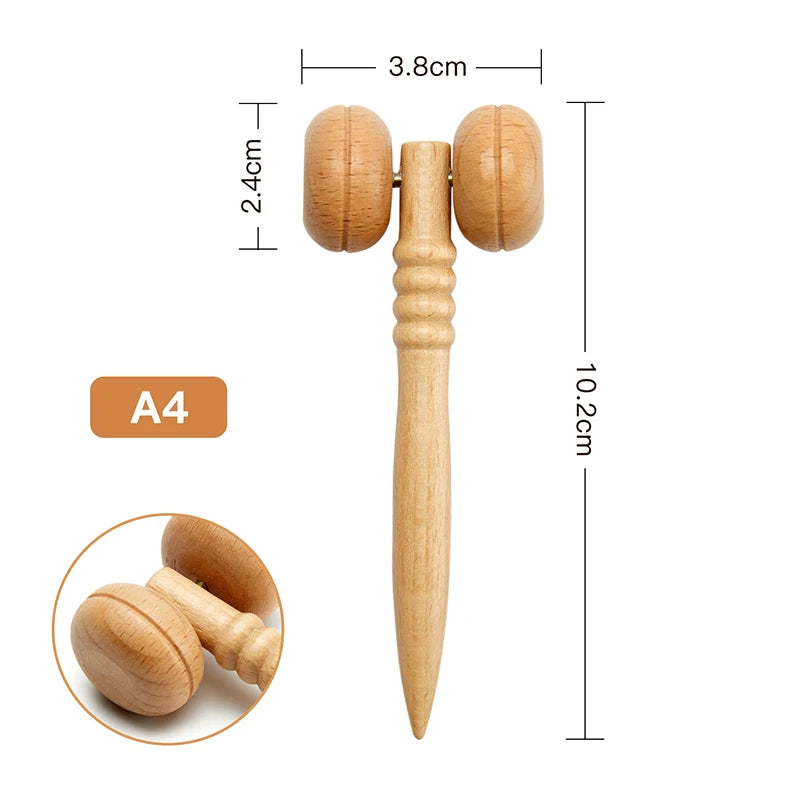 Face Massager Maderoterapia Face Roller Mini Wood Therapy Face Slimming Gua Sha Scraper Facial Lifting Wrinkle Remover