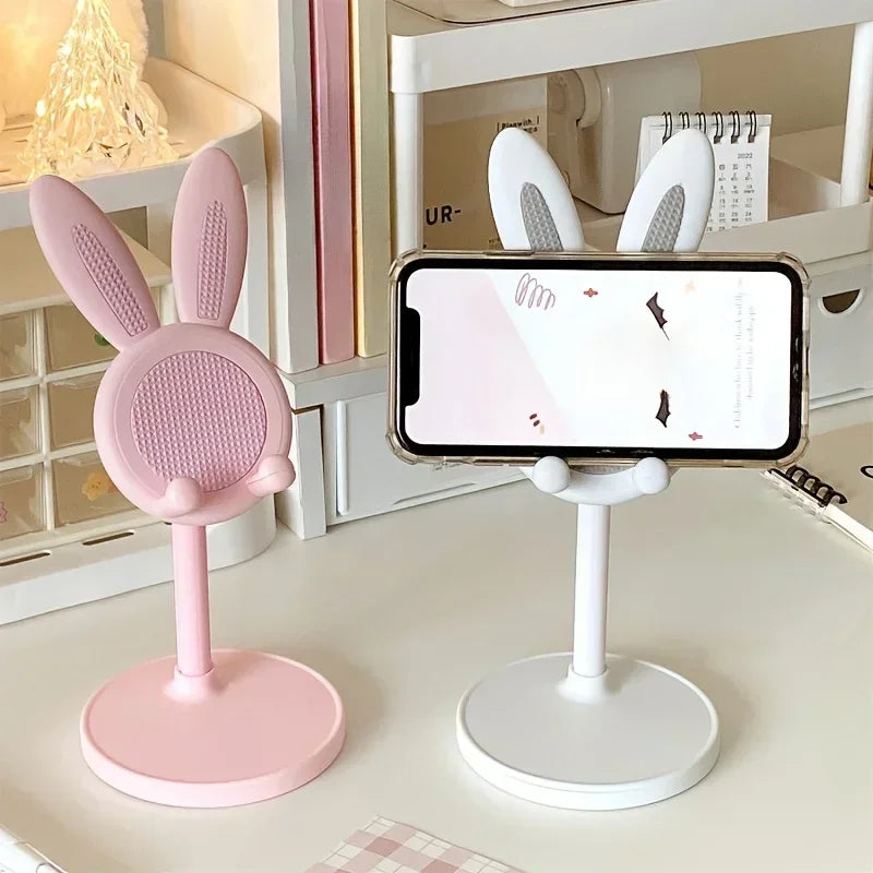 Cute Rabbit Desktop Phone Holder Can Lift and Adjust Height Cellphone Stand Lazy Bracket For iPhone IPad Samsung Xiaomi Tablet
