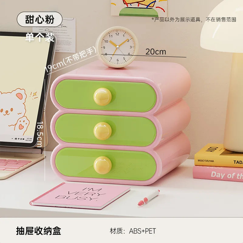 Drawer Make Up Organizer 3Layer Cosmetics Storage Closet Organizer Home Sundries Holder Desktop Storage Box Stationery Organizer