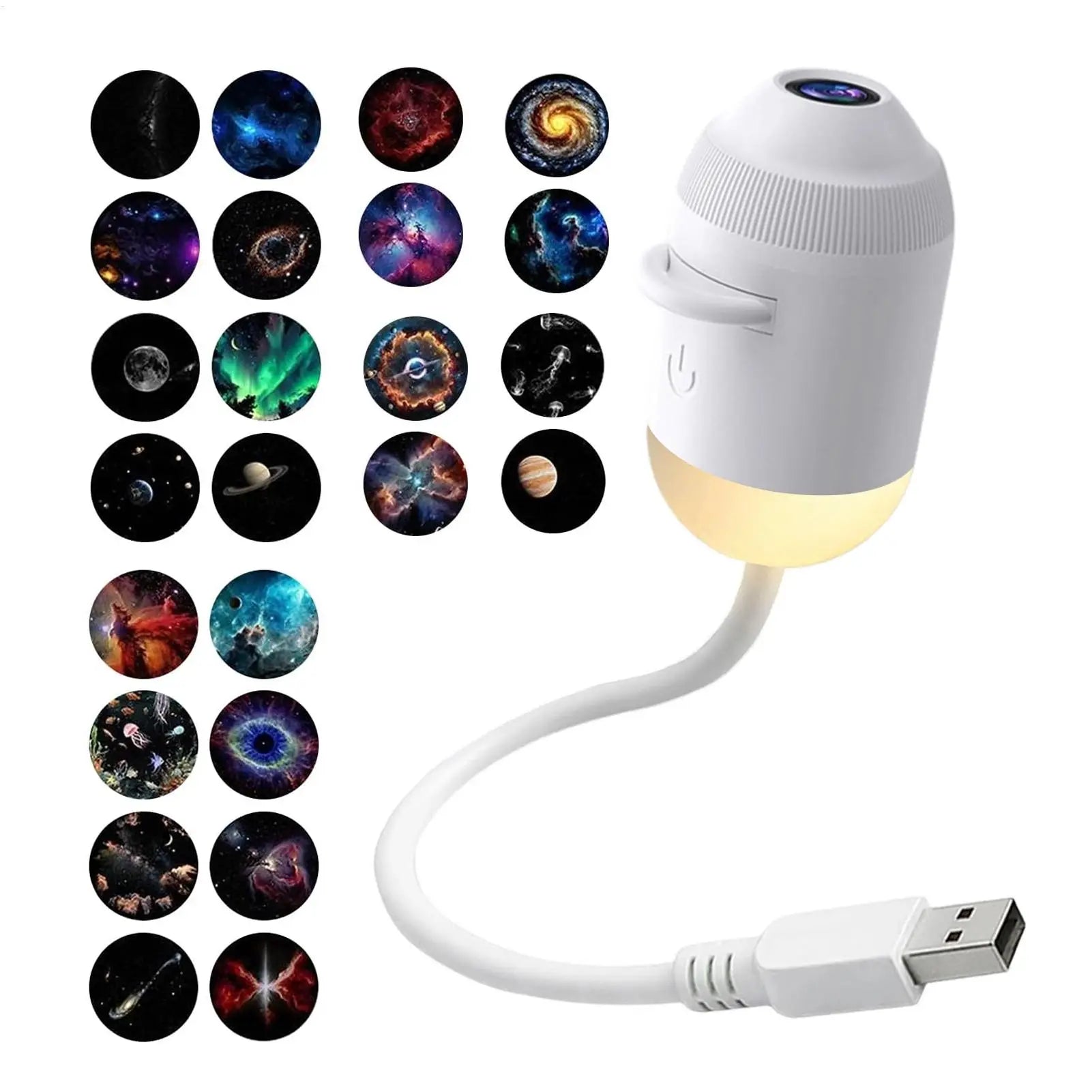 Galaxy Projector Night Light Adjustable Brightness USB Light 360 Degree Rotating Galaxy Lamp Projector with 24 Film Slides