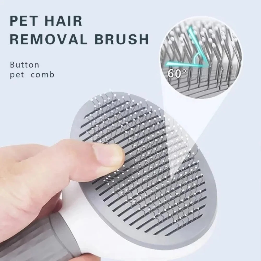 Self-Cleaning Pet Grooming Slicker Brush One-Click Hair Remover Comb Household Fur Cleaning Care For All Breeds Dogs Cats Pet