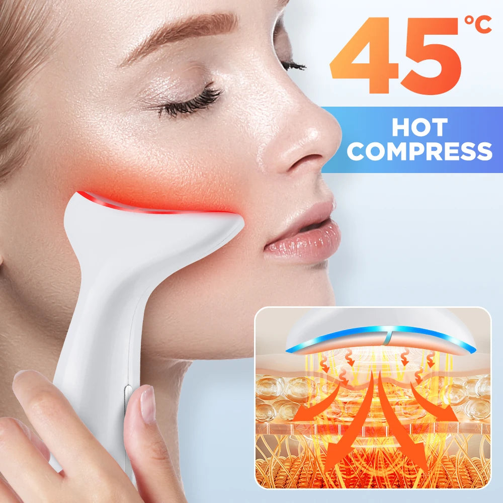 7 Colors LED Lights Face Neck Beauty Device Vibration Massage Improve Neck Lines Home Use Face Lifting Machine 7 Modes 3 Levels
