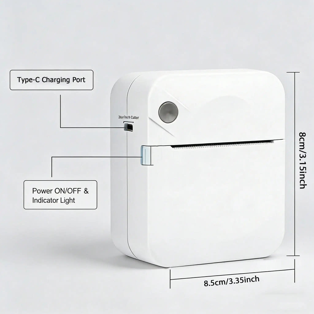 A Portable Wireless Mini Printer - Wireless Photo, Label, Memo Printer, Compact Thermal Printer