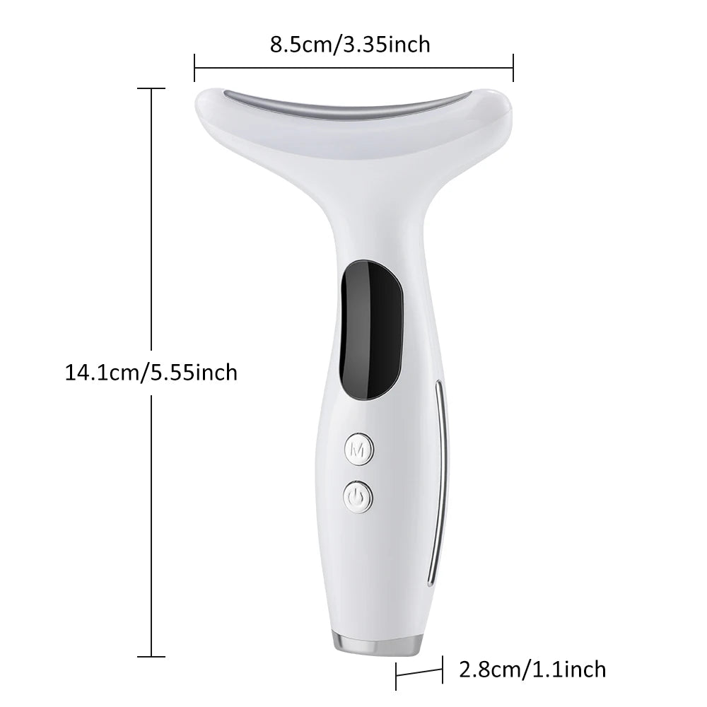 7 Colors LED Lights Face Neck Beauty Device Vibration Massage Improve Neck Lines Home Use Face Lifting Machine 7 Modes 3 Levels