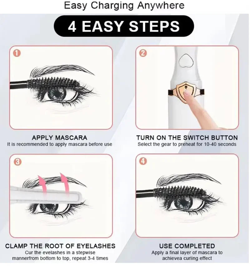 Electric Curling Eyelash Curler Anti-burn Curling Device, Pink 5D Eyelash curler