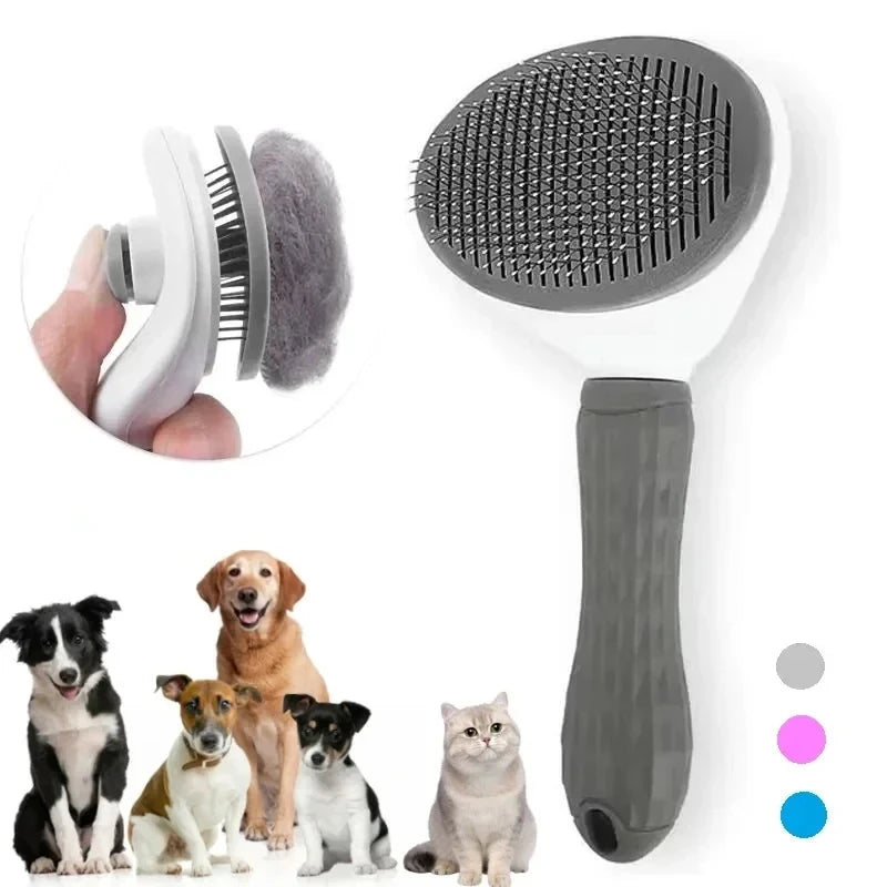 Self Cleaning Slicker Brush for Dogs Cats, Pet Hair Remover Deshedding Comb, Dematting Grooming Tool for Long Short Hair Pets