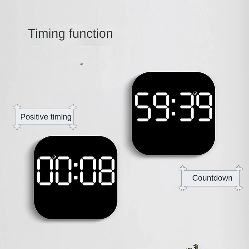 Digital Wall Clock with Remote Control, LED Alarm Clock, Temperature, Date, Week Display, Electronic Table Clock, 12 H, 24H