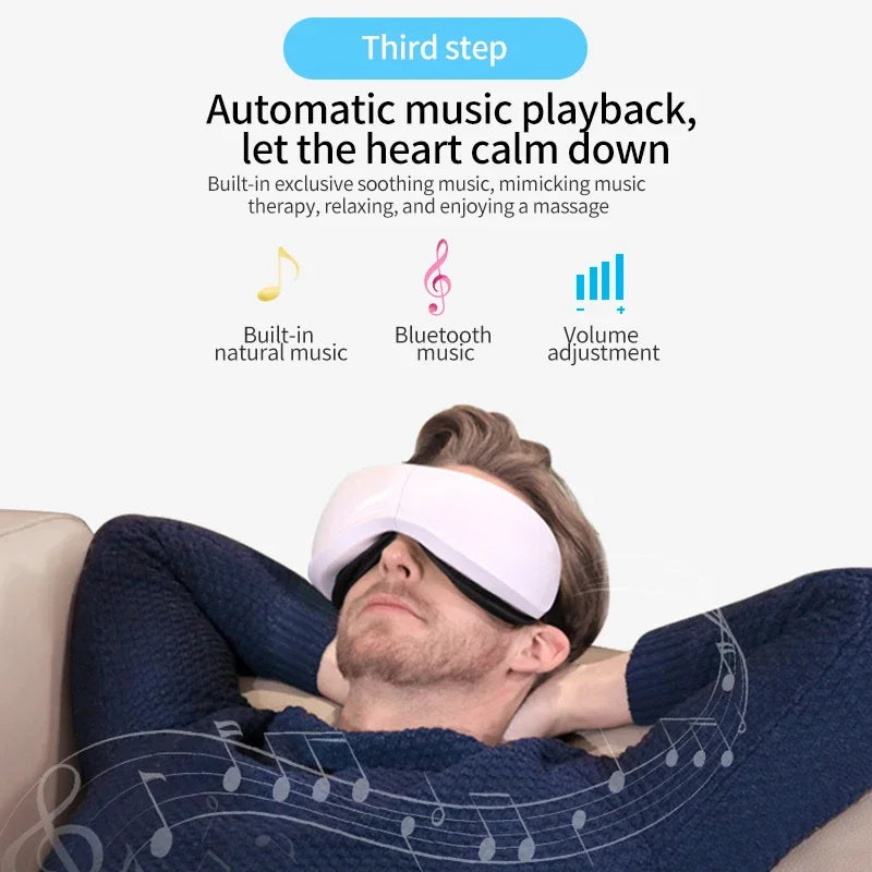 Eye Massager with Heat Vibration Eye Mask Bluetooth Music Airbag Care Device for Eye Strain Relief Dry Improve Sleep Facial