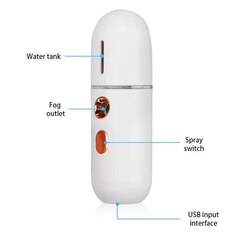 Facial Steamer Device Beauty Spray Hydrating Apparatus  Rechargeable Mini Portable Humidifier