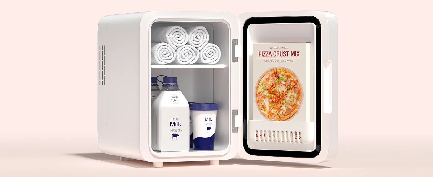Skincare Fridge with Dimmable LED Light Mirror, 4L Makeup Mini Fridge for Bedroom, Car