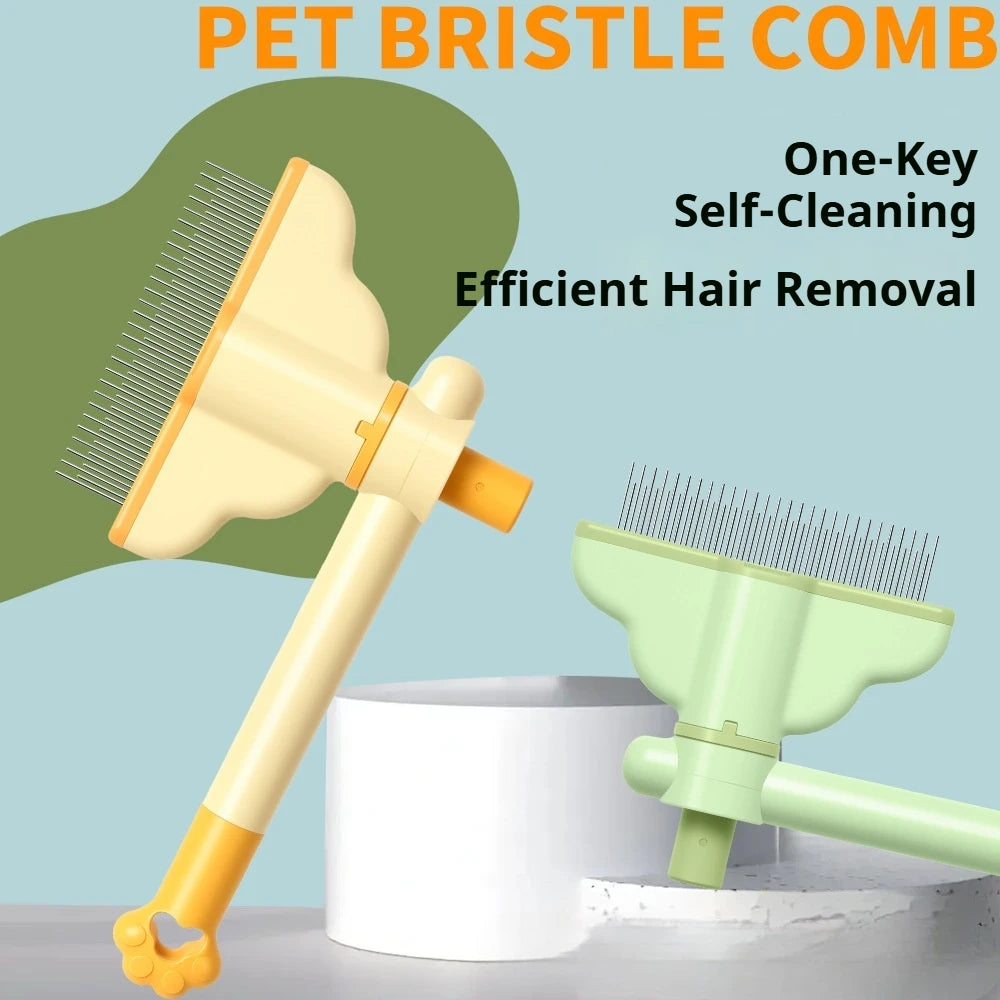 Rotating Pet Comb Self Cleaning Slicker Brush One Click Hair Release Fine Dense Pin Comb for Cats Dogs Shedding Brush