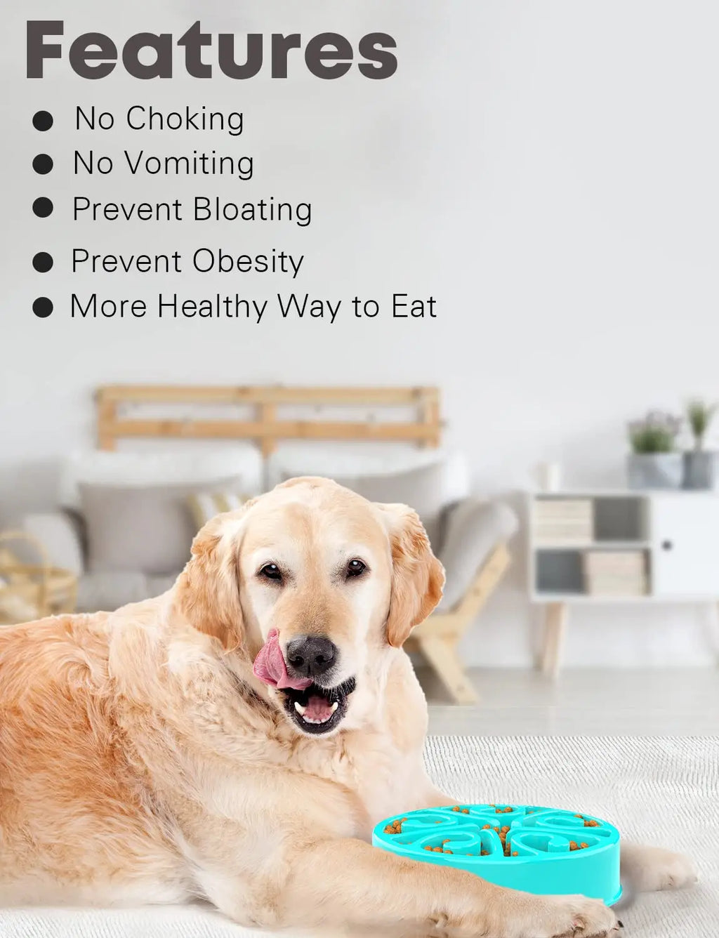 Pet Dog Slow Feeder Bowl Fun Non Slip Anti-Gulping Slower Food Feeding Dishes Eco Dog Bowl for Large Medium Small Dogs Puppy