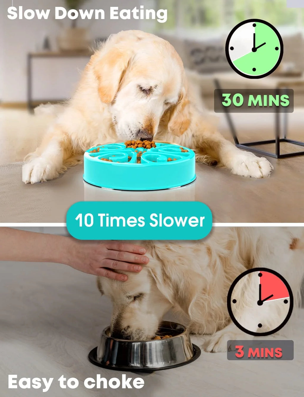 Pet Dog Slow Feeder Bowl Fun Non Slip Anti-Gulping Slower Food Feeding Dishes Eco Dog Bowl for Large Medium Small Dogs Puppy
