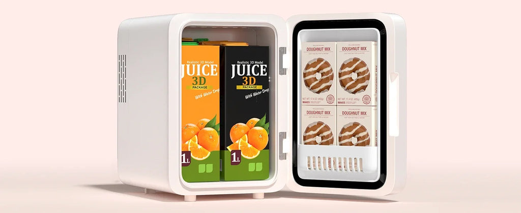 Skincare Fridge with Dimmable LED Light Mirror, 4L Makeup Mini Fridge for Bedroom, Car