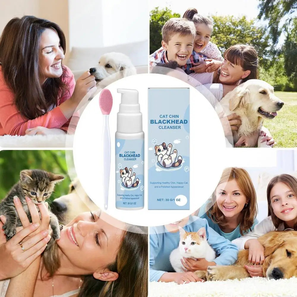 30g Pet Chin Cleaner Blackhead Cleaning Lotion Pet Chin Acne Care Brush Grooming Supplies Tooth Stain Remover For Dogs Cats