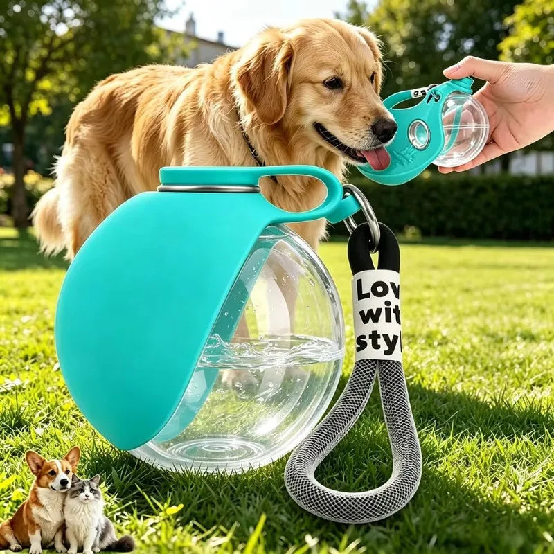 Dog Water Bottle Outdoor Travel Portable Pet Drinking Bowl Hanging Lanyard Puppy Walking Anti-leak Water Feeder Bowl