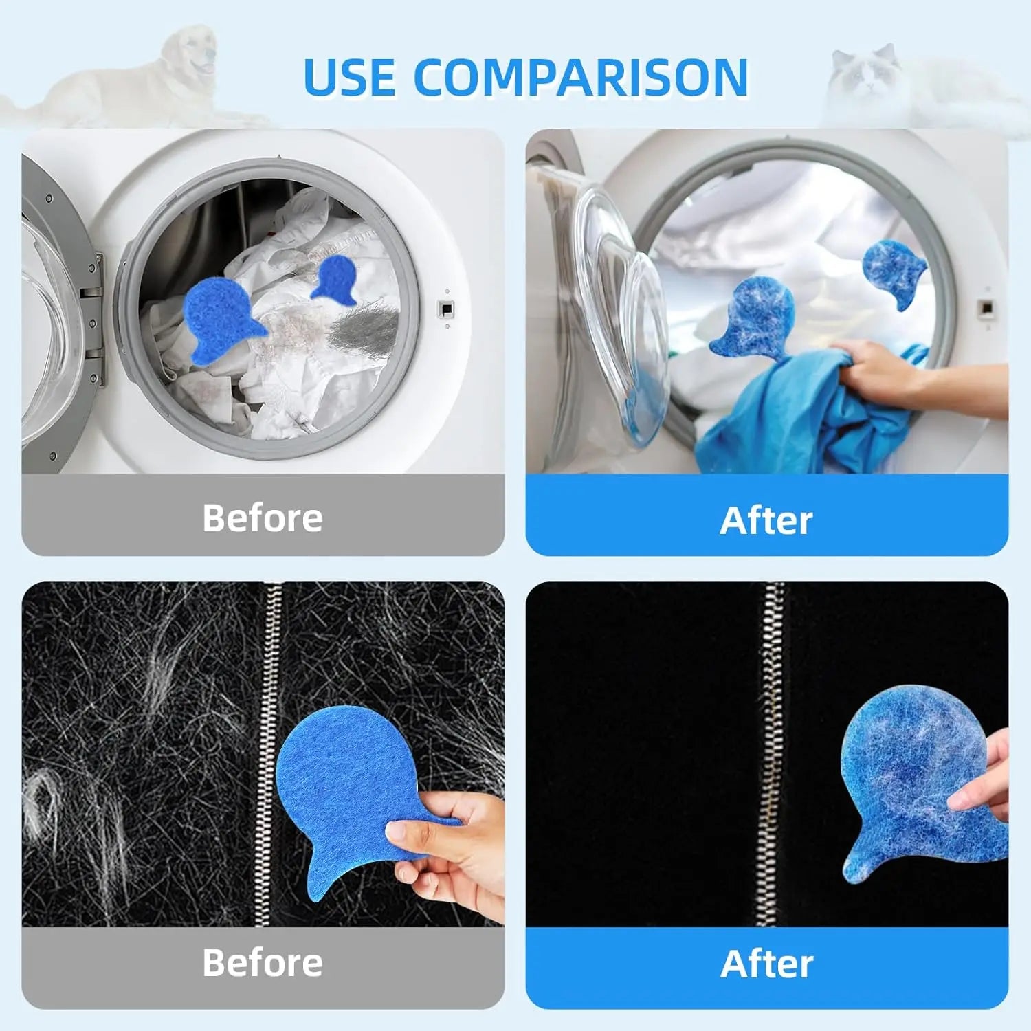 6 PCS Pet Hair Remover for Laundry – Effectively Removes Fur Lint & Dander – Reusable Eco-Friendly Laundry Pet Hair Catcher