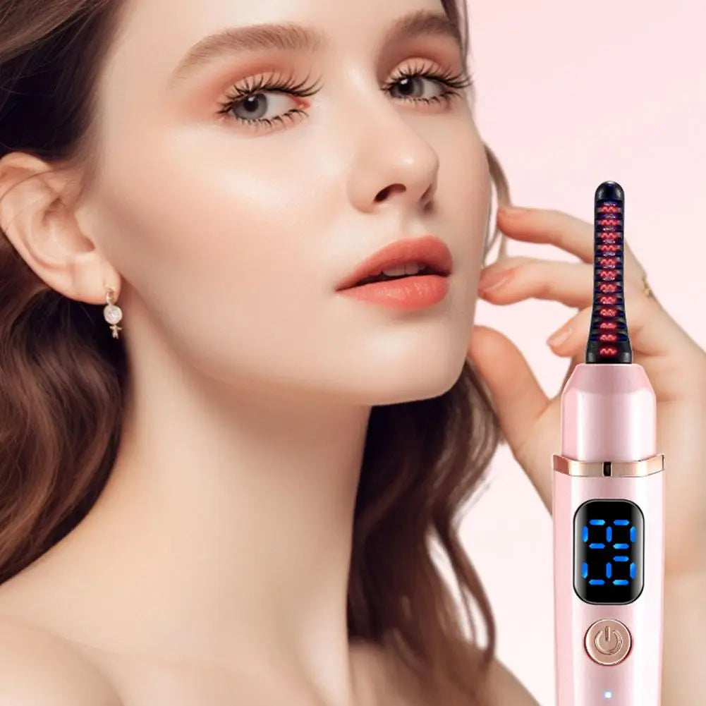 Rechargeable Electric Heated Eyelash Curler, Digital Display 3-Level Temperature Control for Long-Lasting Lash Curls