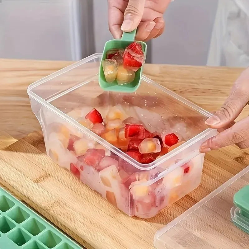 Ice Trays  Freezer with Lid & Bin Ice Cube Tray Making 68 Pcs Ice Cubes, Easy Press To Release Ice Reusable Freezer Ice  Tool