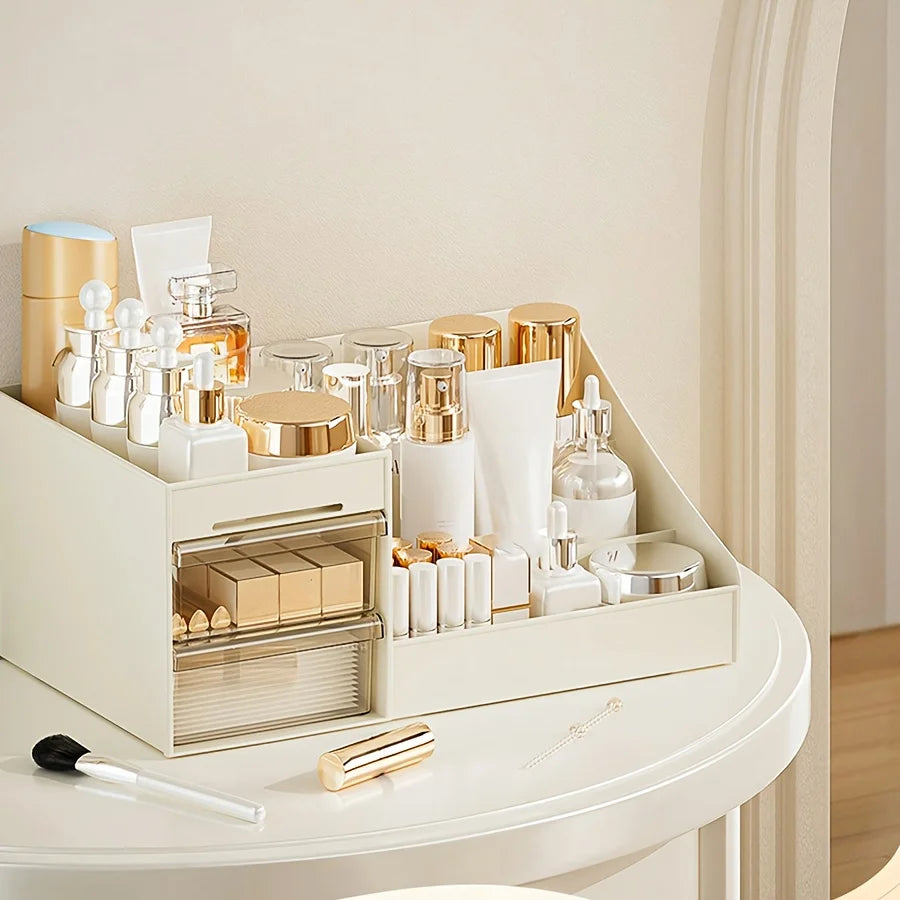 Makeup Organizer with Drawers, Cosmetic Storage for Dresser Vanity and Bathroom Countertop, Beauty Holder for Lipstick Brush