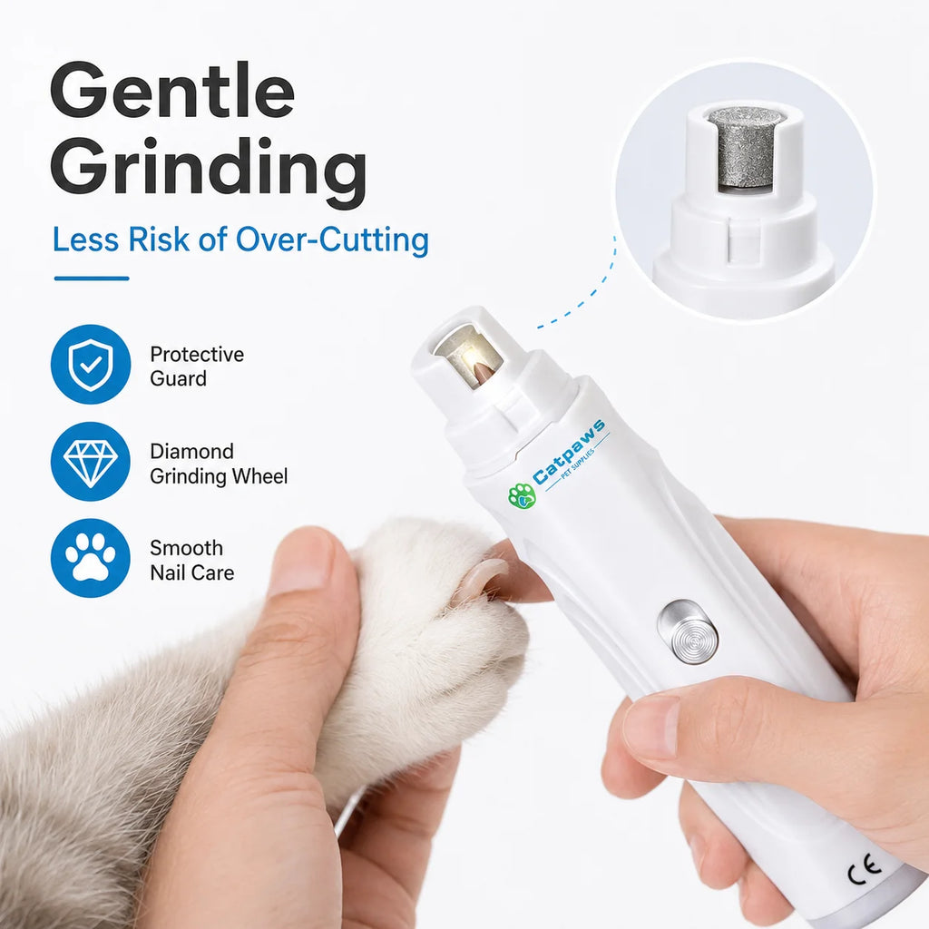 Pet Nail Grinder USB Rechargeable Low Noise Dog Cat Nail Trimmer Electric Paw Grooming Tool Portable Pet Nail Care File