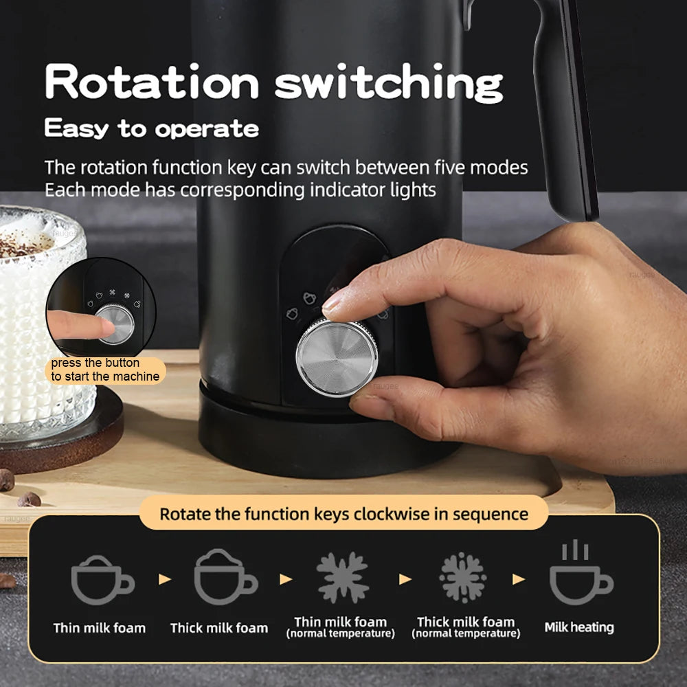 Electric Milk Frother Milk Foam Machine Automatic Milk Foamer for Coffee Cappuccino Latte Milk 5 in 1 Hot and Cold Milk Frother