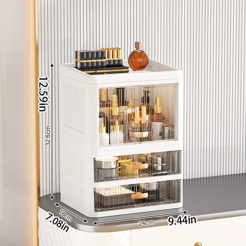 1 Large-Capacity Cosmetic Storage Box, Drawer-Style Desktop Organizer, Desktop Organizer for Skincare Products and Lipsticks, Made of Durable Plastic, Suitable for Bathroom, Dressing Table, Home Decoration, and Desktop Organi