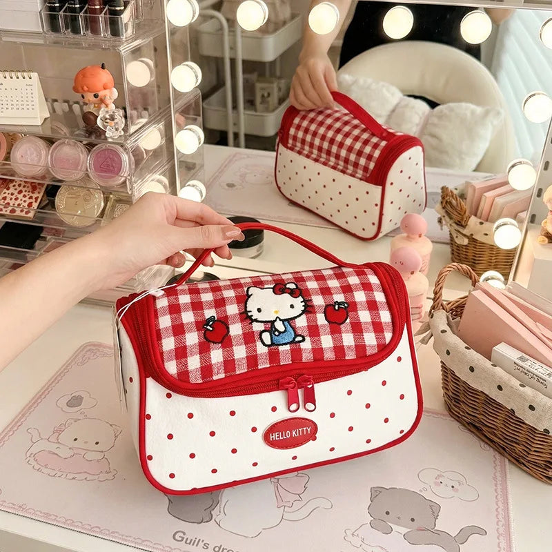 Hello Kitty Cosmetic Bag Large Capacity Travel Makeup Organizer with Handle