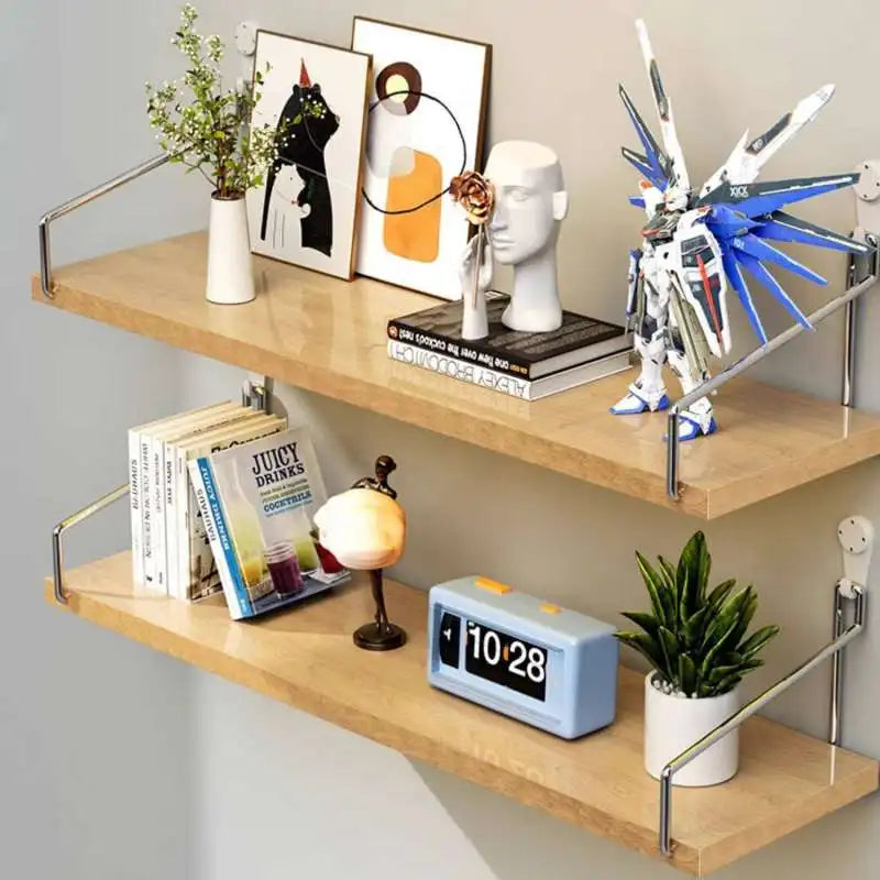 Floating Shelves for Wall Bookshelves No-Punch Wall Mounted Wood Shelf for Living Room Bathroom Bedroom Kitchen Home Decor