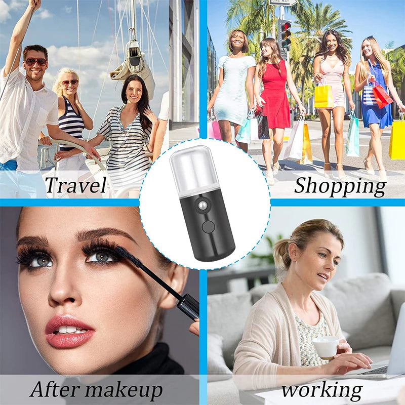 Nano Facial Hydrator Sprayer Portable Face Steamer Nebulizer Home Travel Use Mini Rechargeable Humidifier Beauty Skin Care Tools