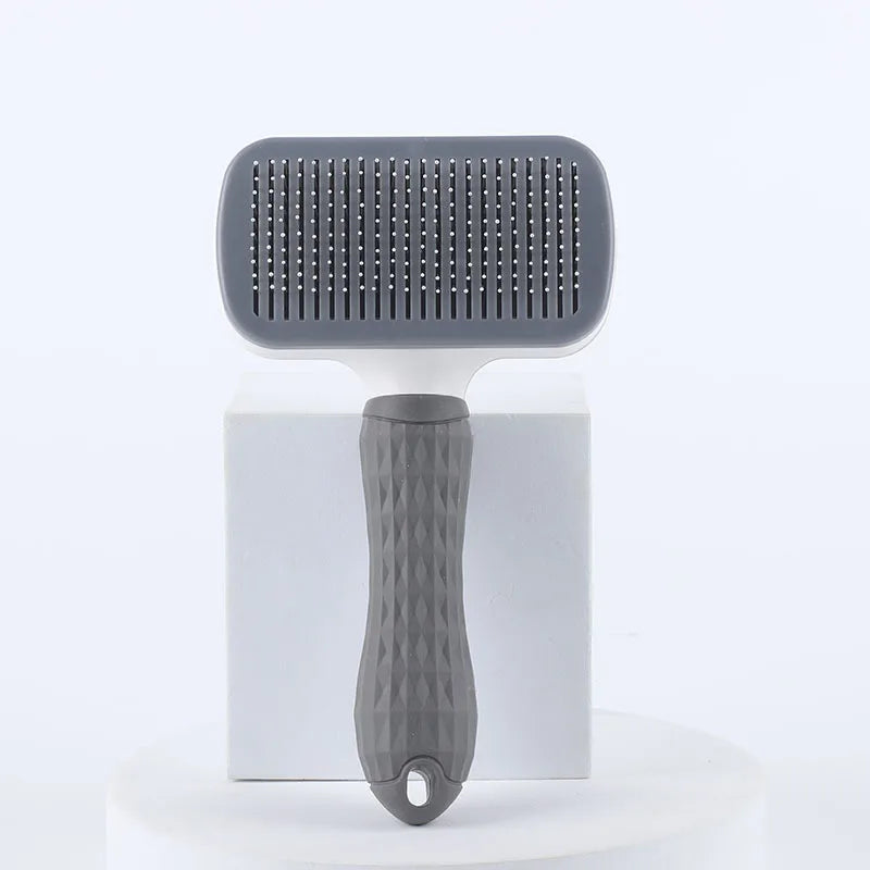 One Button Self Cleaning Pet Brush for Dogs Cats, Gentle Slicker Brush Removes Loose Undercoat, No Scratch Grooming Tool