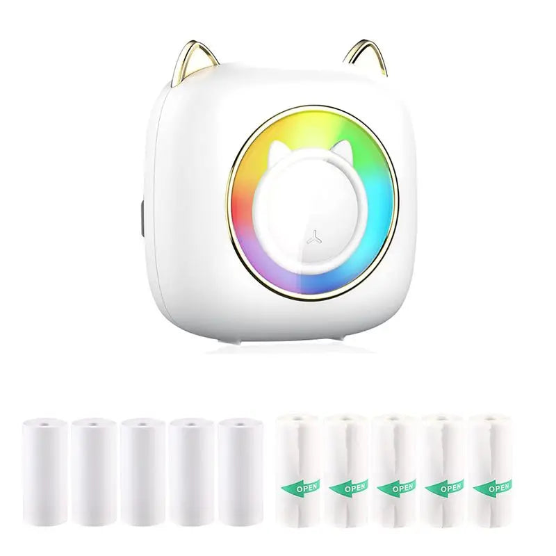 Mini Pocket Printer, Portable Thermal Printer with LED,Bluetooth Inkless Printer for Kids, Used in Home, Office, Study