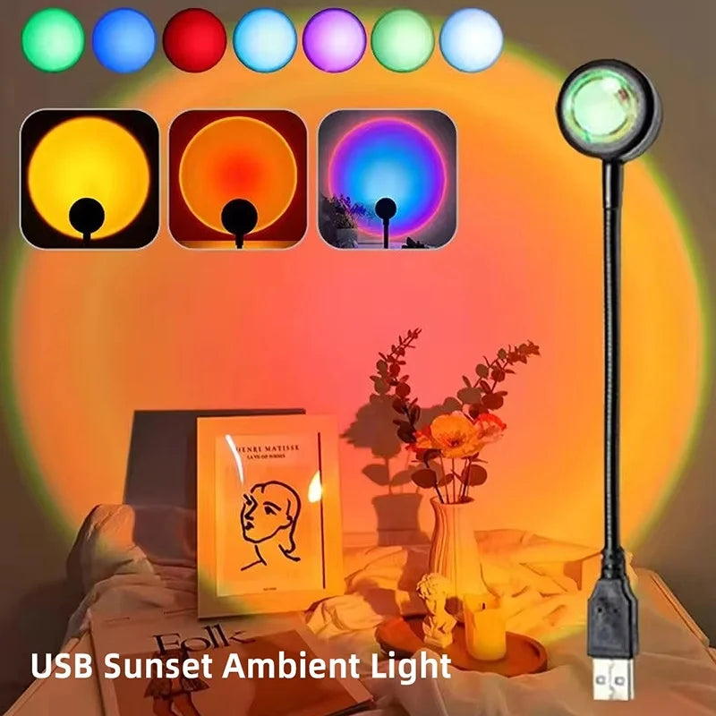 Sunset Projection Lamp Home Decoration Atmosphere Lamp Multi-angle Rotatable Suitable Neon Lights For Home Living Room Bedroom