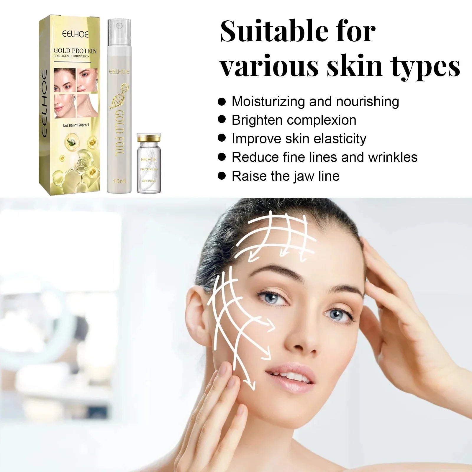 Collagen Protein Thread Instant Wrinkle Remover Serum Set Lifting Firming Soluble Absorbable Face Anti-aging Skin Care