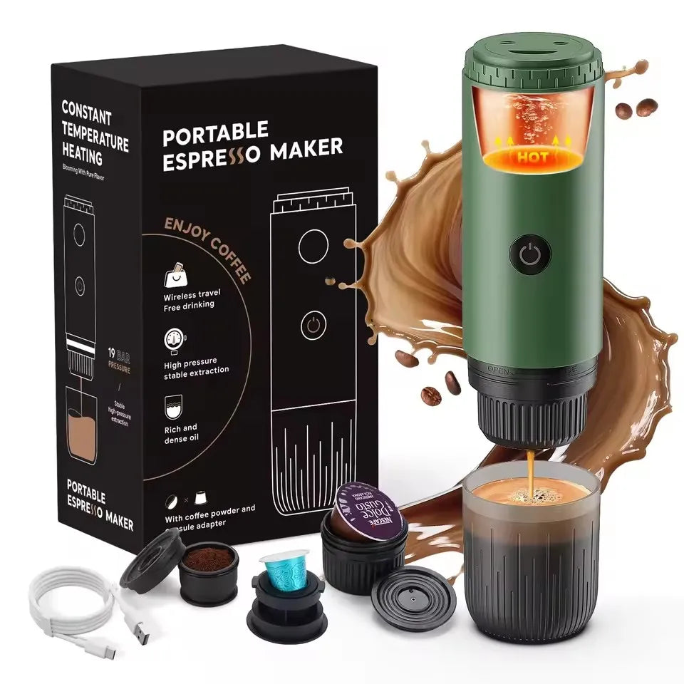 2026 Portable Espresso Machine 3-in-1 Travel Coffee Maker for Camping Hiking Office Self-Heating with USB-C