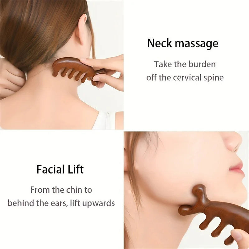 Gua Sha Massage Comb - Large-Toothed Facial Massager for Head Face Scalp and Full Body - Gua Sha Relaxation Tool