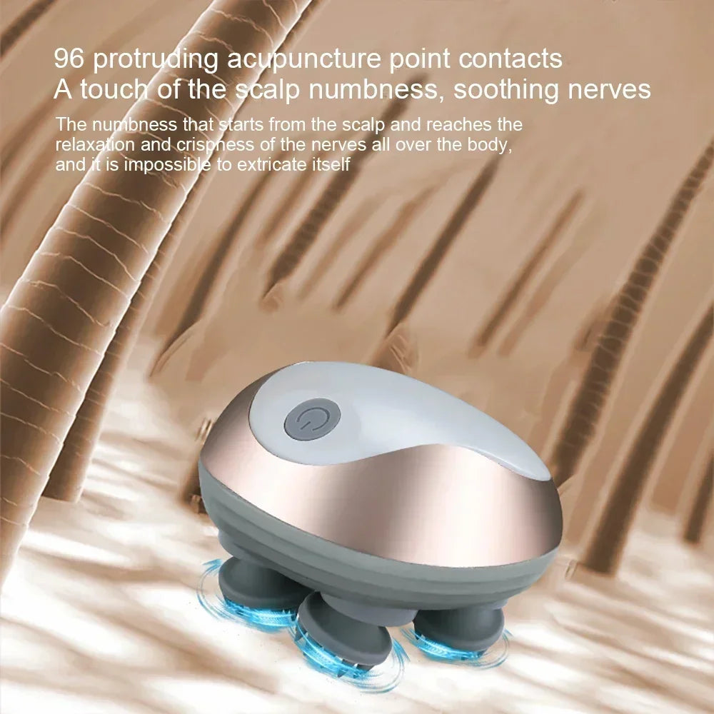 6 Modes Electric Scalp Massager Silicone Kneading Vibration Head Massager with Rechargeable Portable Hair Growth Massage Device