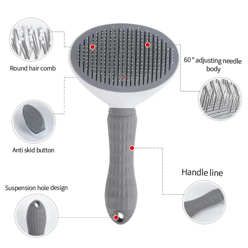Self Cleaning Slicker Brush for Dogs Cats, Pet Hair Remover Deshedding Comb, Dematting Grooming Tool for Long Short Hair Pets