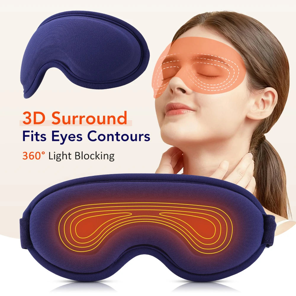 USB Eye Massager Vibration Heated Eye Mask Office Eye Strain Relief Blackout Warm Compress Eyemask Travel Sleep Mask