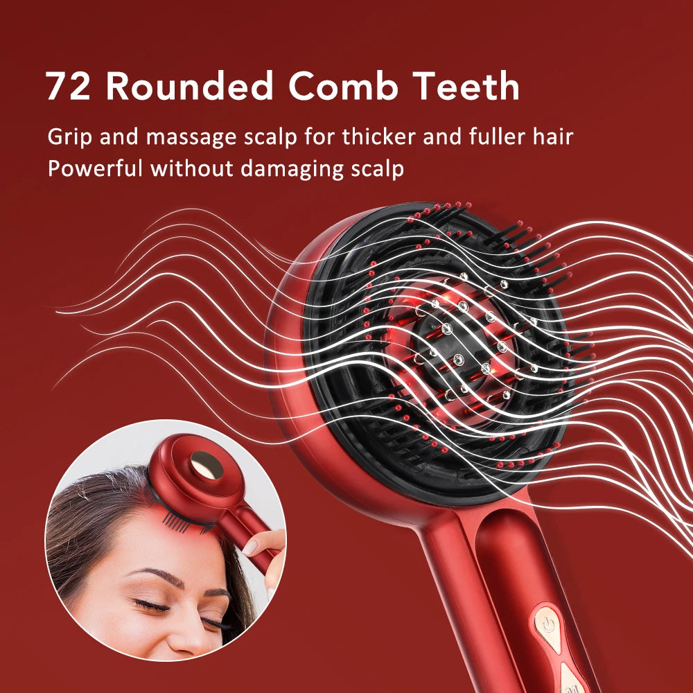 Electric Scalp Massager Comb 660nm Red Light for Hair Growth Nourishing Anti-Loss Brush Featuring Kneading Function Hair Care