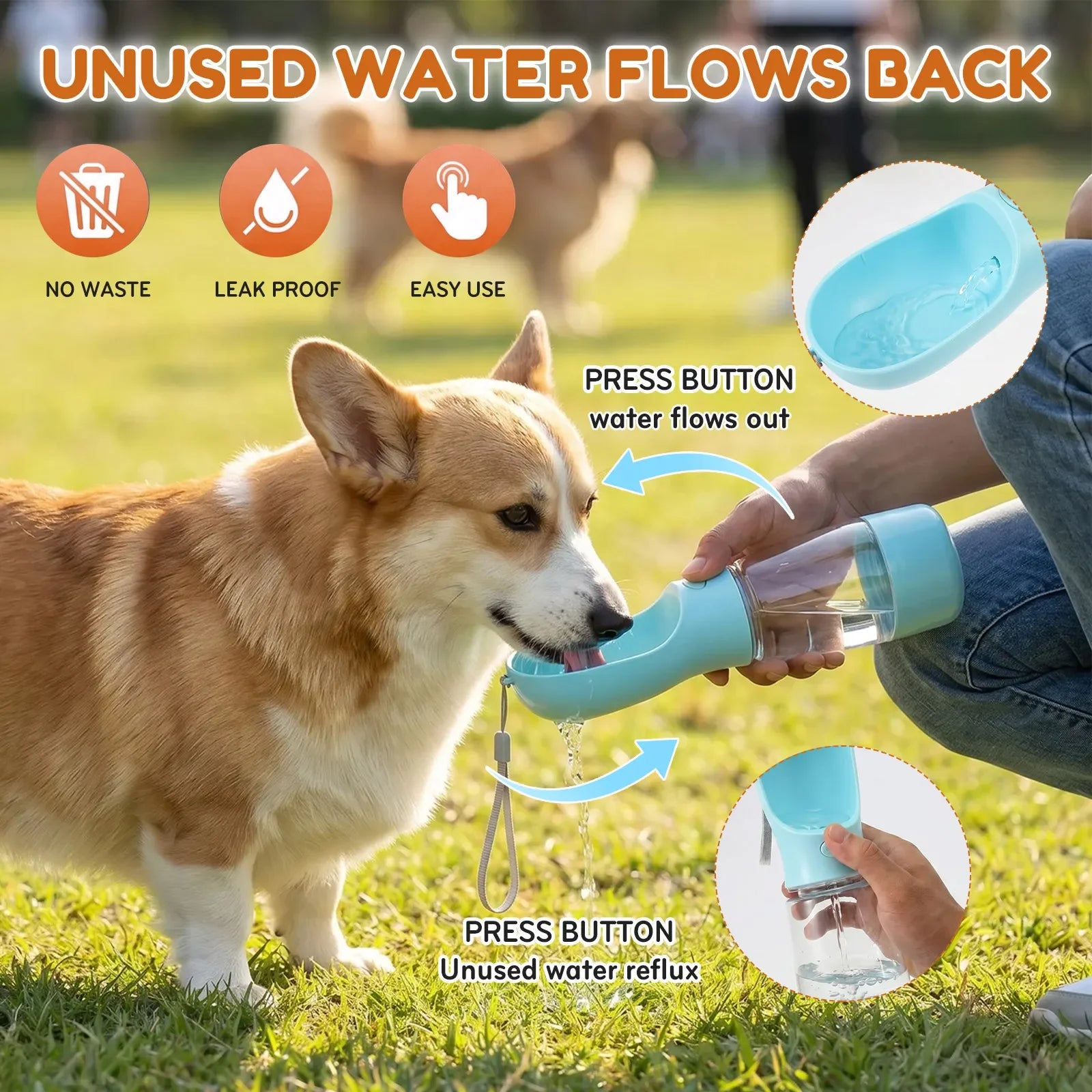 4 In 1 Dog Travel Water Bottle Portable Pet Water Food Cup with 400ml Water 150g Food Storage Design Pet Supplies for Outdoor