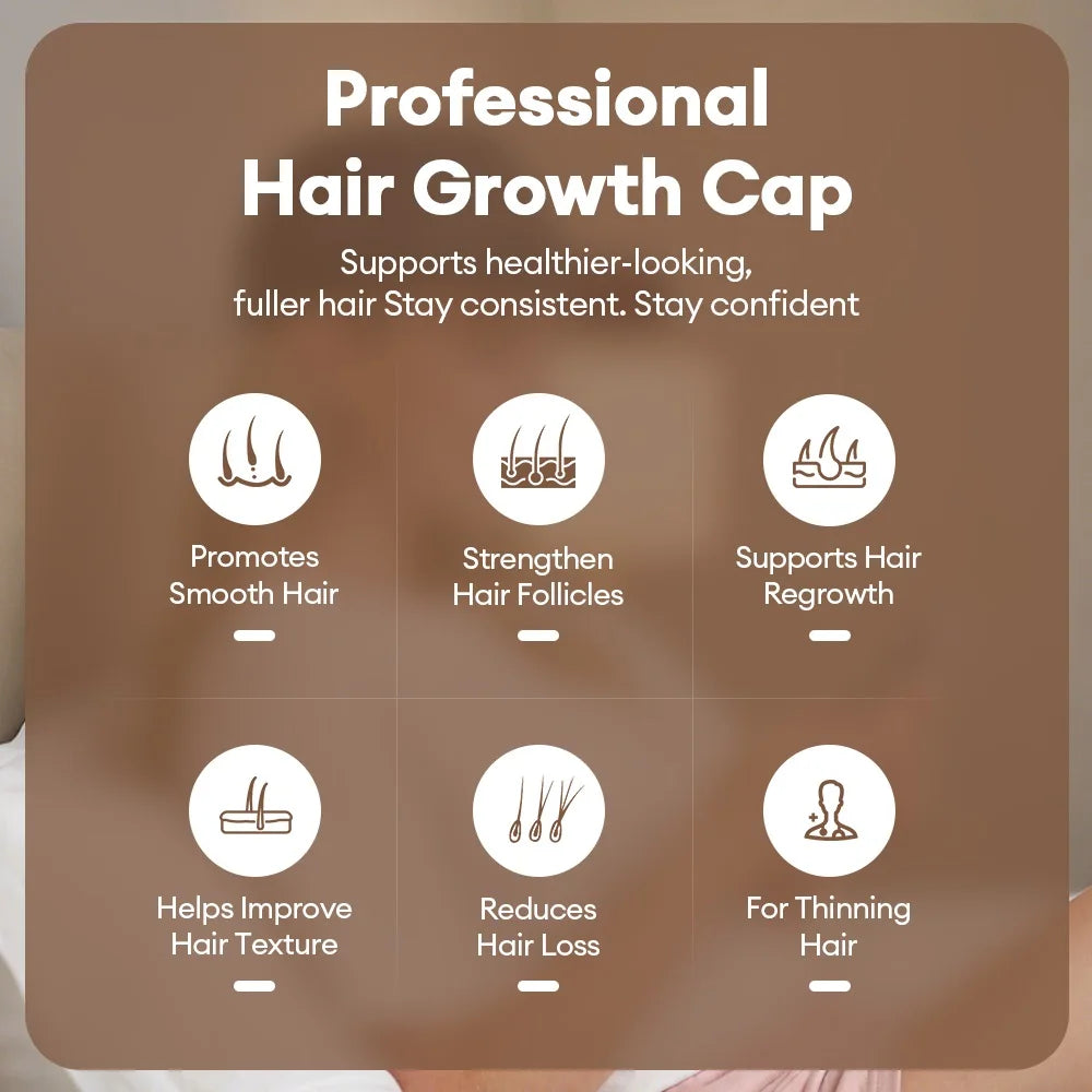 Red Light 650nm+850nm Infrared Hair Growth Cap Hair Loss Treatment Hat Anti Hair Loss Restore Hair Thickness Hair Regrowth Care